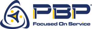 PBP updated company logo featuring dark blue, gold, and light blue elements with the tagline "Focused on Service"